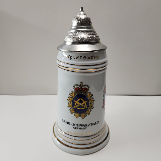Exclusive Master Corporal H.F. Godfrey Commemorative Beer Mug: A Unique Tribute to Military Service in LAHR-SCHWARZWALD, Germany (1977-1979)