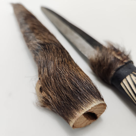Handmade African Dagger with Animal Hide Sheath