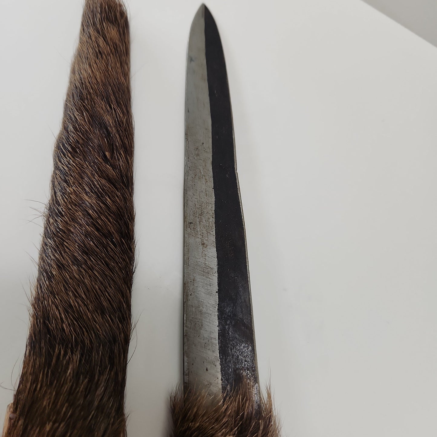 Handmade African Dagger with Animal Hide Sheath