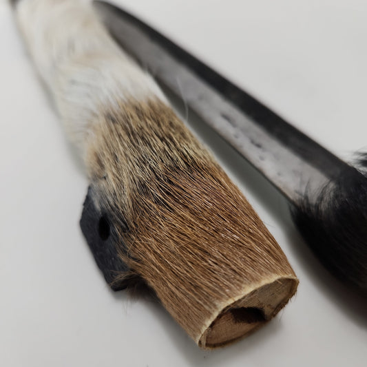 Handmade African Dagger with Multicolored Animal Hide Sheath