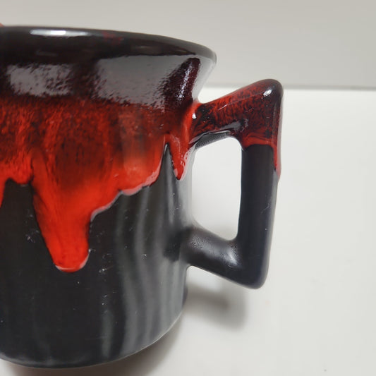 Beauceware Mug with Red Lava Drip Design - 1960s Vintage