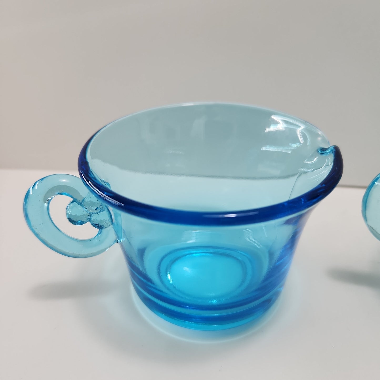 Josef Inwald Perforal Aqua Blue Glass Set 1930s