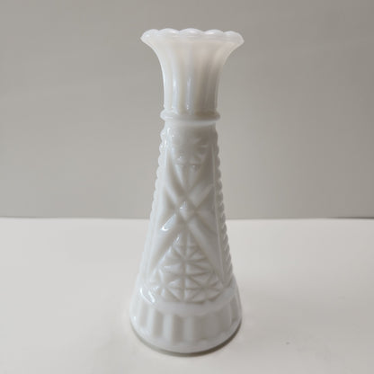 Anchor Hocking Milk Glass Bud Vase 'Stars and Bars' - 1960s