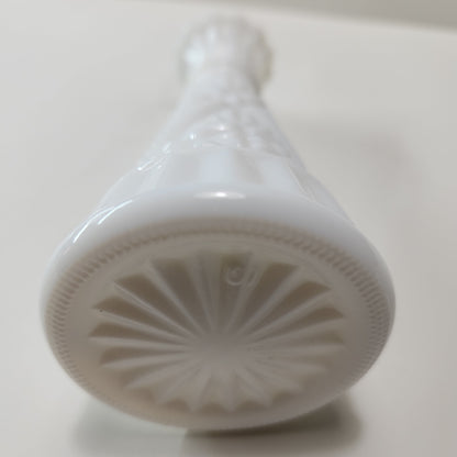 Anchor Hocking Milk Glass Bud Vase 'Stars and Bars' - 1960s