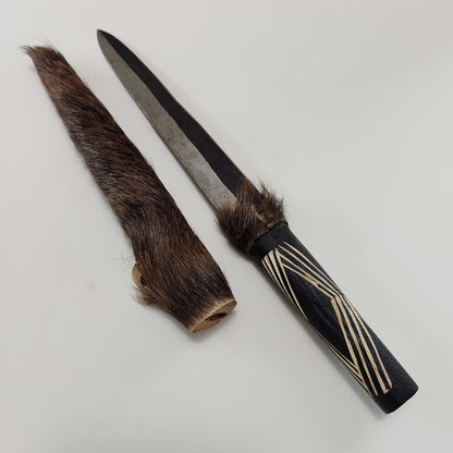 Handmade African Dagger with Animal Hide Sheath