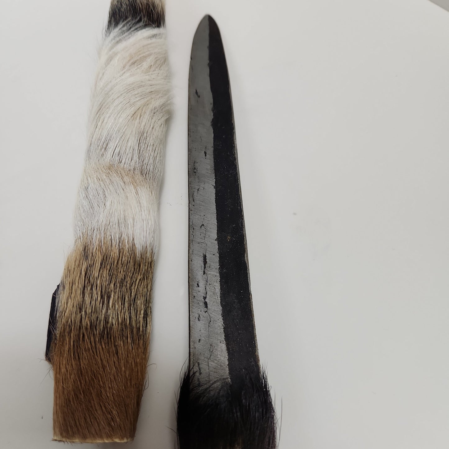 Handmade African Dagger with Multicolored Animal Hide Sheath