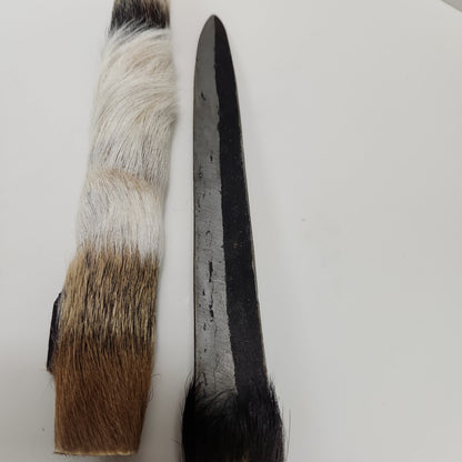 Handmade African Dagger with Multicolored Animal Hide Sheath