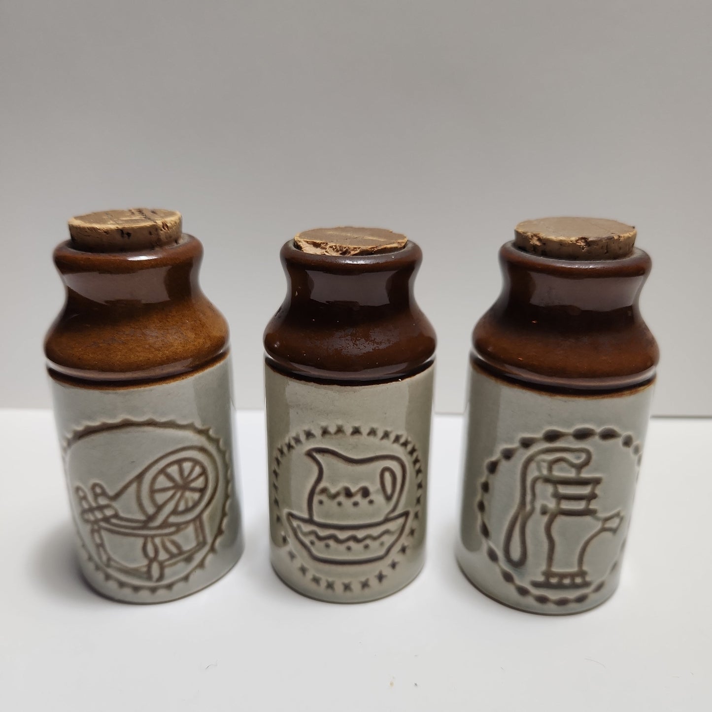 Maple Syrup Ceramic Bottle Set of 3 - Made in Canada, 1970s Vintage