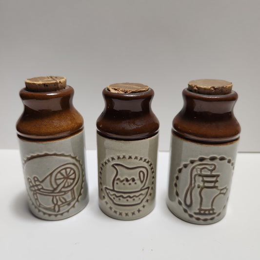 Maple Syrup Ceramic Bottle Set of 3 - Made in Canada, 1970s Vintage