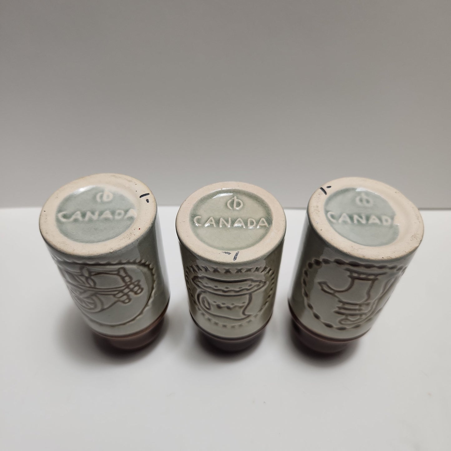 Maple Syrup Ceramic Bottle Set of 3 - Made in Canada, 1970s Vintage