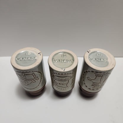 Maple Syrup Ceramic Bottle Set of 3 - Made in Canada, 1970s Vintage