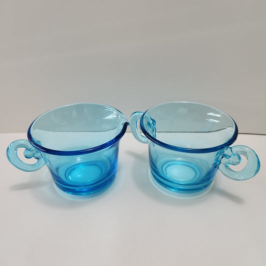 Josef Inwald Perforal Aqua Blue Glass Set 1930s