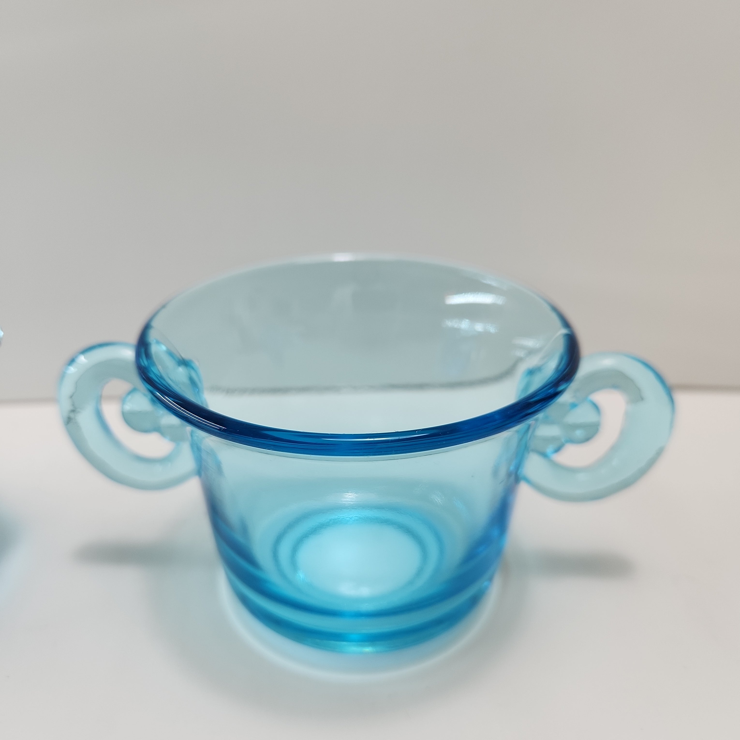 1930 Josef Inwald Czech Glass Set - Aqua Blue Perforal Design