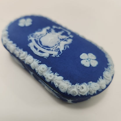 St. Andrews N.B. - Wedgwood Cobalt Blue Jasperware Match Box, c.1860s