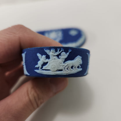 St. Andrews N.B. - Wedgwood Cobalt Blue Jasperware Match Box, c.1860s