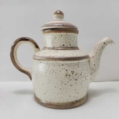 Laurentian Studio Tea pot, Beige Spotted Brown, Made in Canada, 1970s