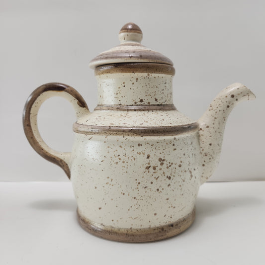 Laurentian Studio Tea pot, Beige Spotted Brown, Made in Canada, 1970s