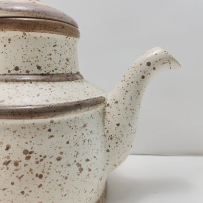 Laurentian Studio Tea pot, Beige Spotted Brown, Made in Canada, 1970s