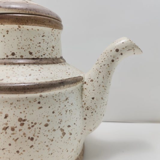Laurentian Studio Tea pot, Beige Spotted Brown, Made in Canada, 1970s