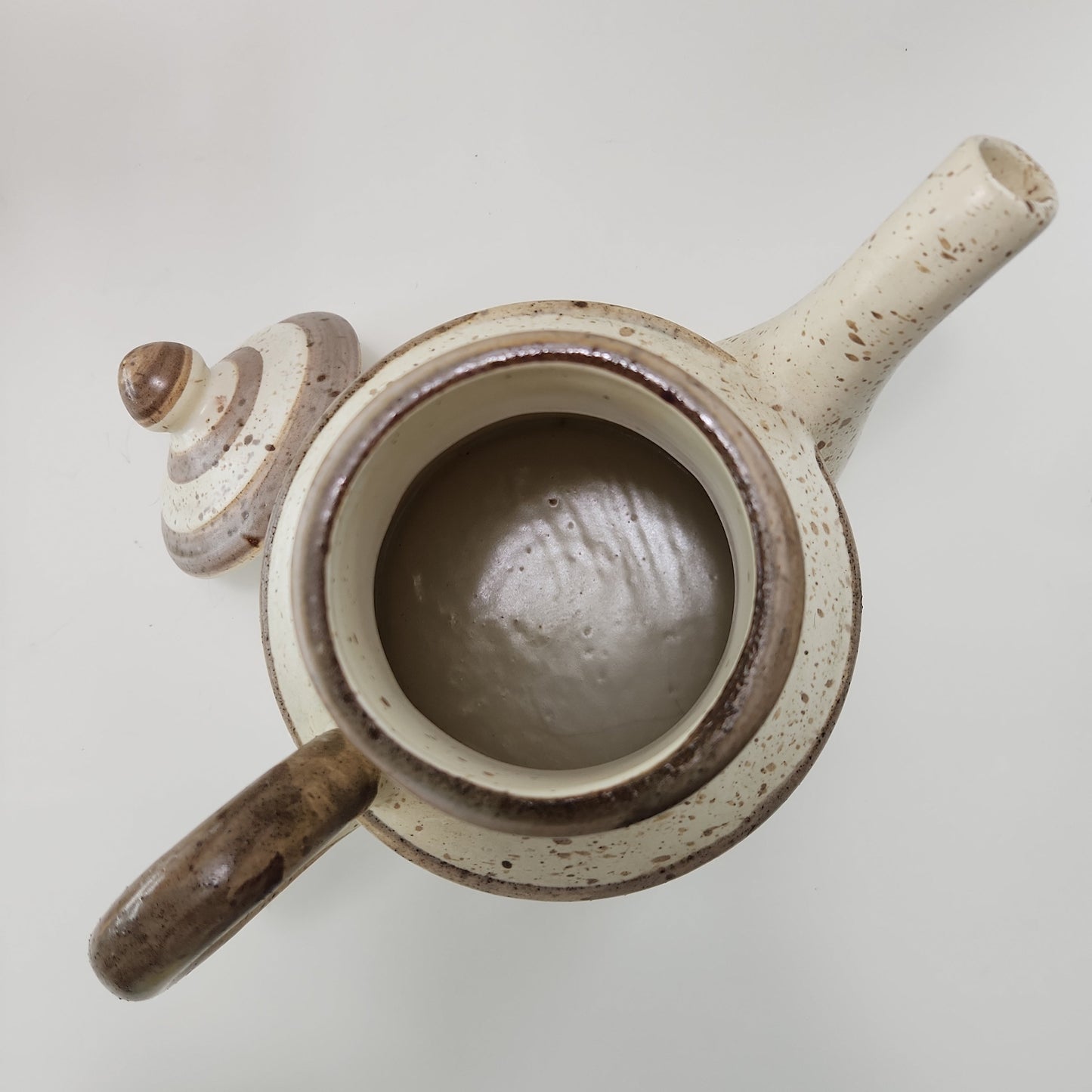 Laurentian Studio Tea pot, Beige Spotted Brown, Made in Canada, 1970s