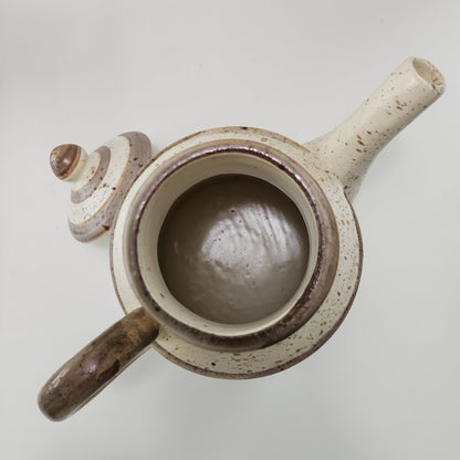 Laurentian Studio Tea pot, Beige Spotted Brown, Made in Canada, 1970s