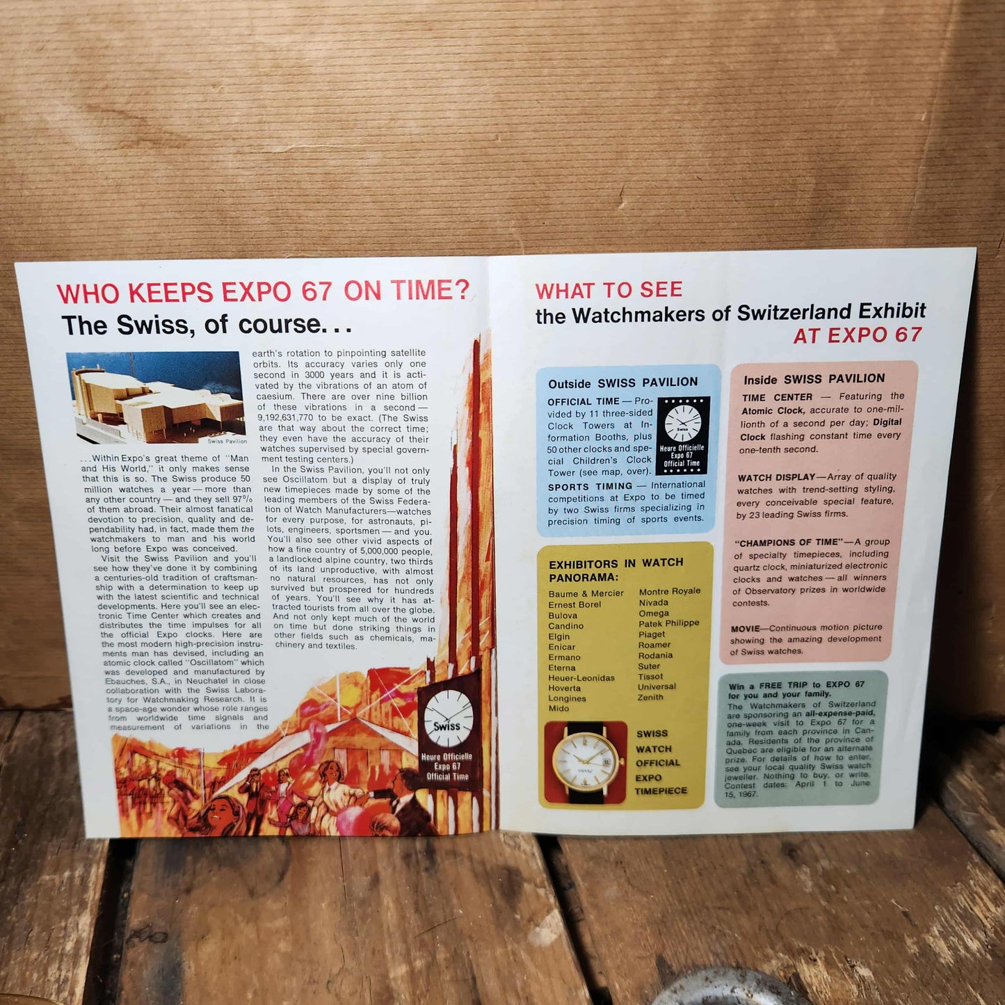 Brochure Expo 67 pavillon Suisse horlogerie officielle 1967