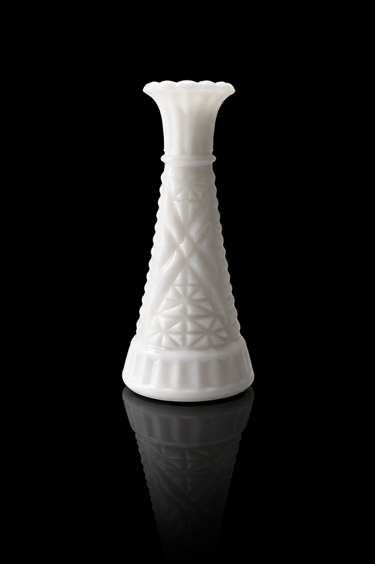 Anchor Hocking Milk Glass Bud Vase 'Stars and Bars'