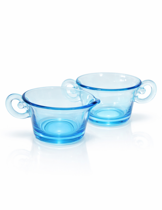 Josef Inwald Perforal Aqua Blue Glass Set 1930s